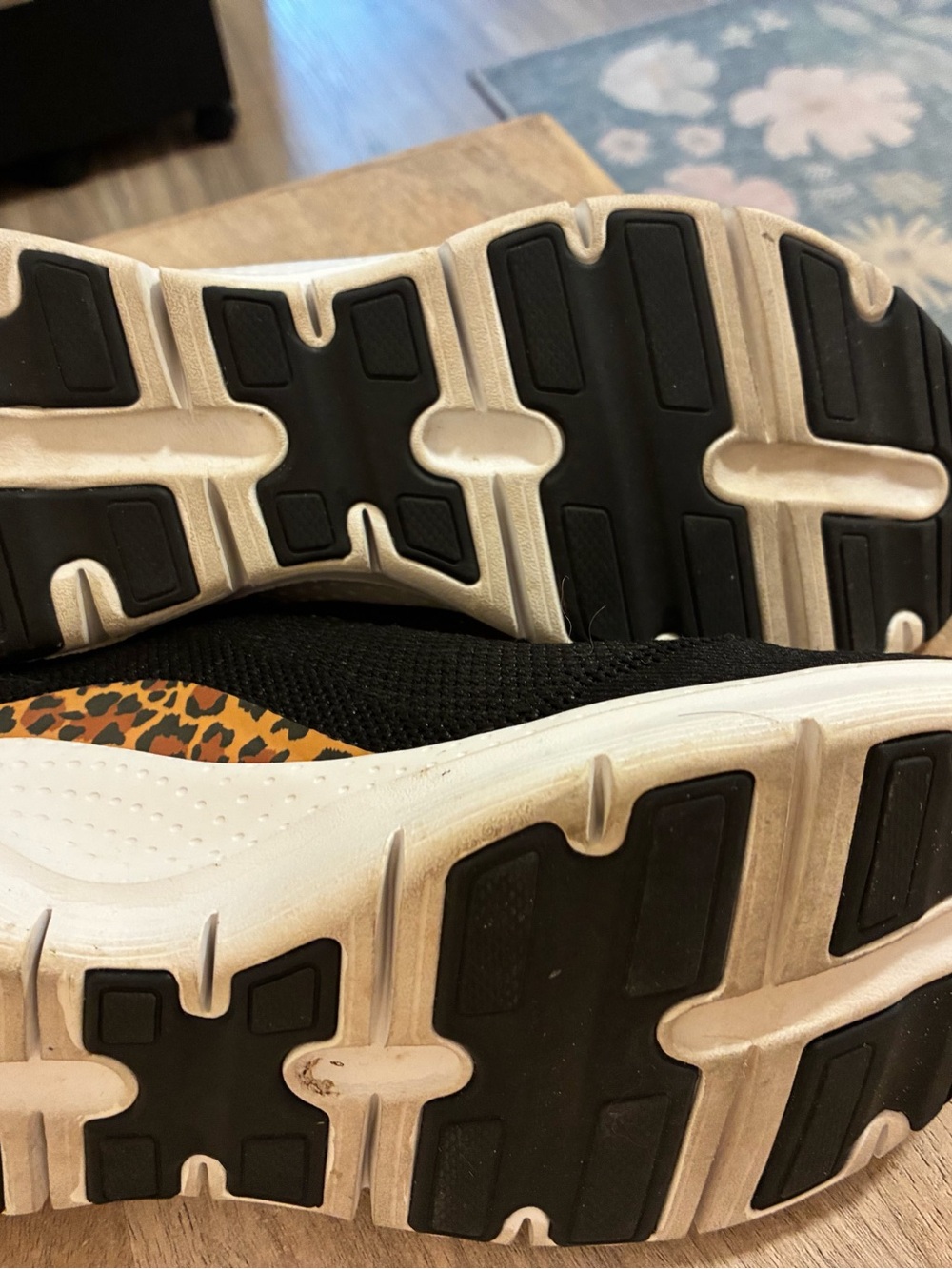 Skechers Black Slip-On Arch Fit Sneakers with Leopard Print Accent - Picture 4 of 5
